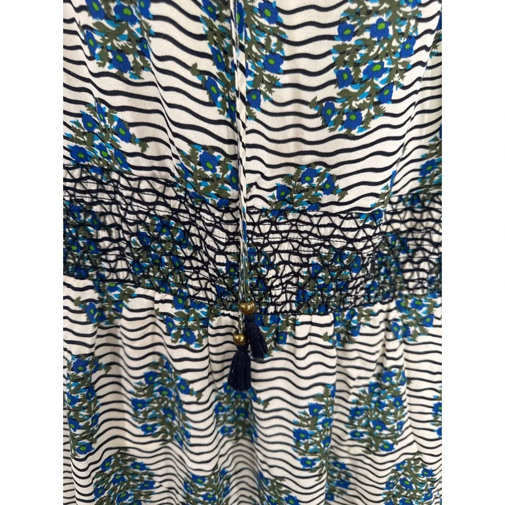 Tory Burch Shelbee Floral Printed 100% Silk Maxi Dress Size 6 Boho Beachy Vacay